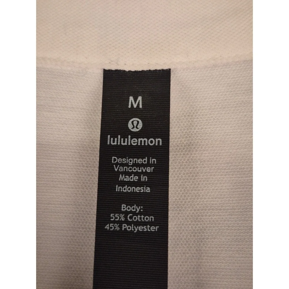 Lululemon Mens White Beige Pique Knit Long Sleeve Button Down Shirt Size M‎